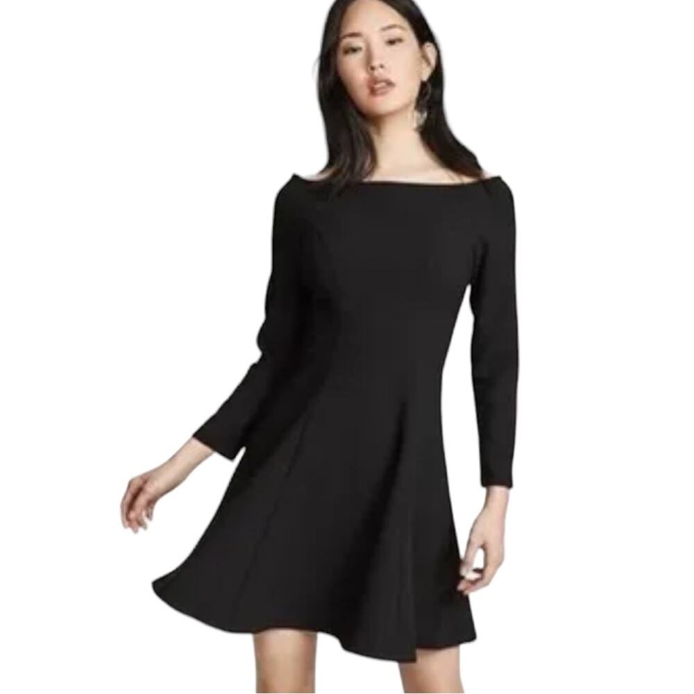Likely Black Ponte Knit Megan A-Line Off Shoulders Dress 2